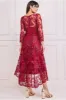 Goddiva Scalloped Lace Dipped Hem Midi Dress - Wine sold by Goddiva