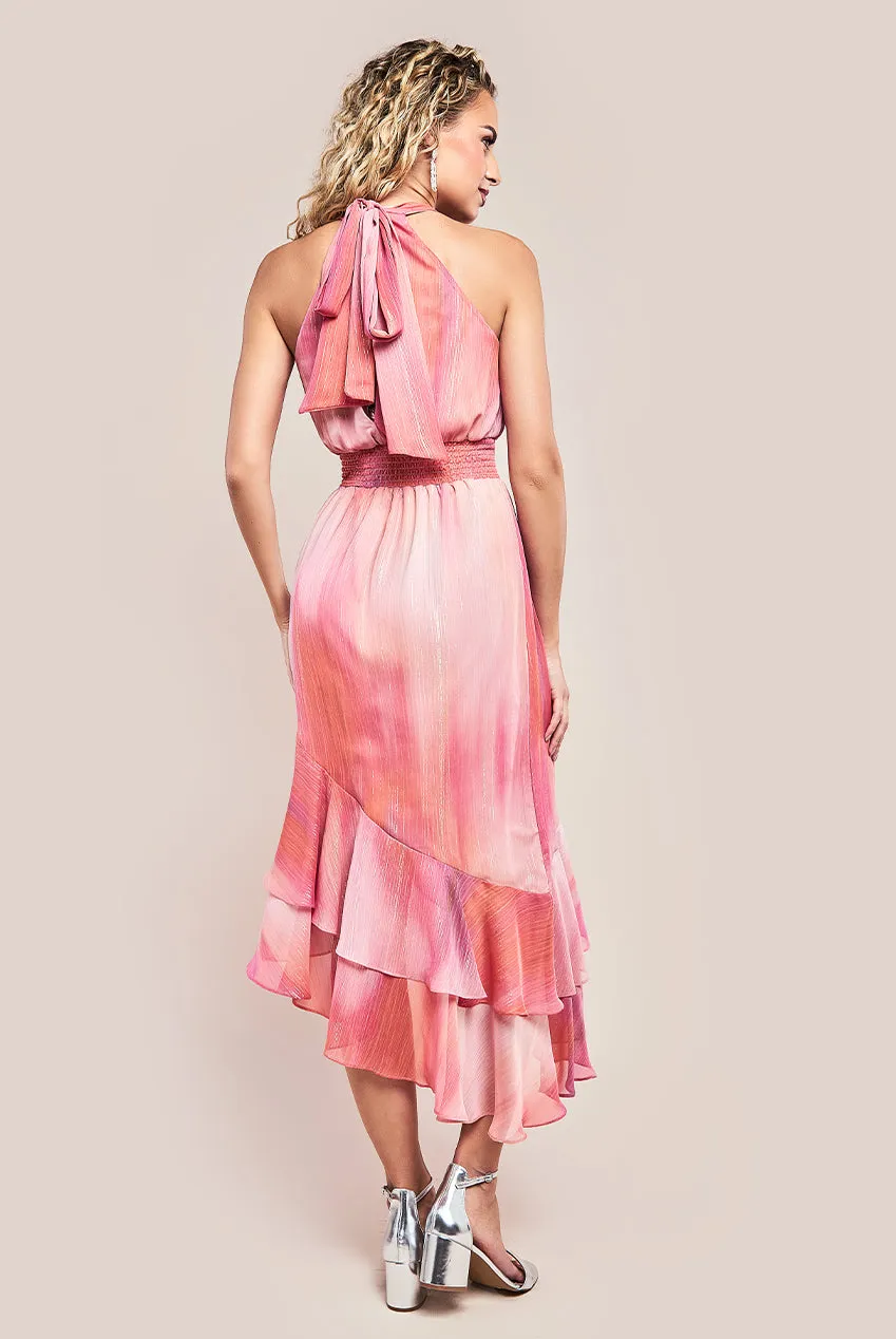Halter Neck Chiffon Tie Midaxi Dress - Blush by Goddiva sold by Goddiva product image thumbnail 2