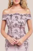 Goddiva Bardot Sequin Embroidered Maxi Dress - Blush sold by Goddiva