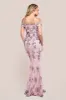Goddiva Bardot Sequin Embroidered Maxi Dress - Blush sold by Goddiva
