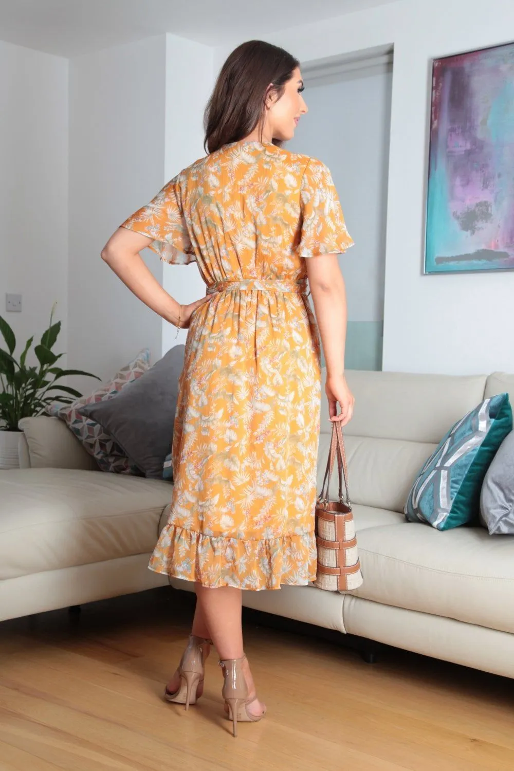 Double Second Printed Wrap Dress With Frill Front sold by Goddiva product image thumbnail 5