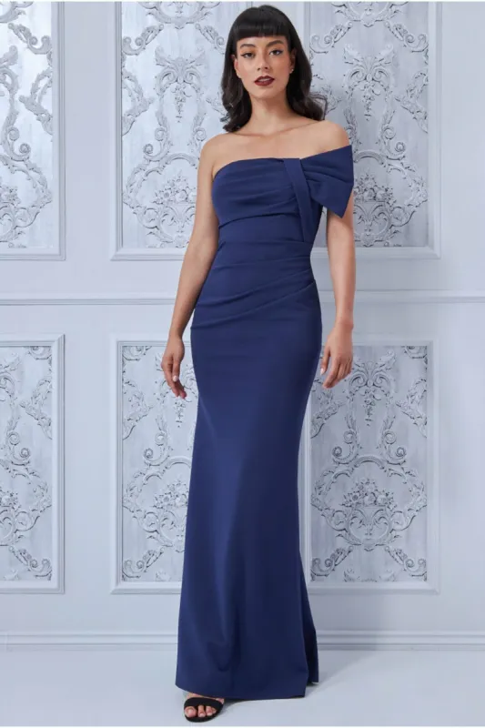 Goddiva Bow Detail Bandeau Maxi - Navy sold by Goddiva