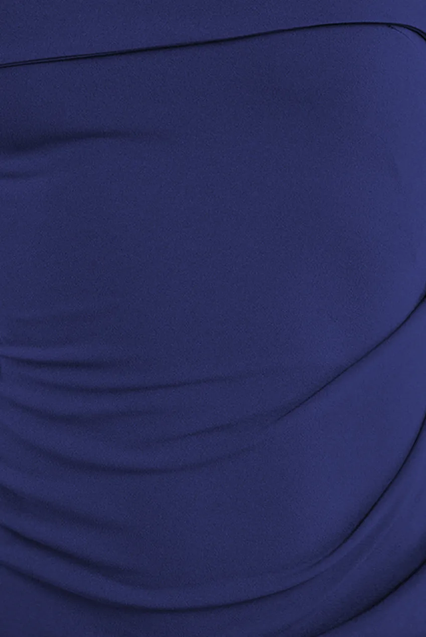 Off The Shoulder Pleated Waist Maxi Dress - Navy by Goddiva sold by Goddiva product image thumbnail 4