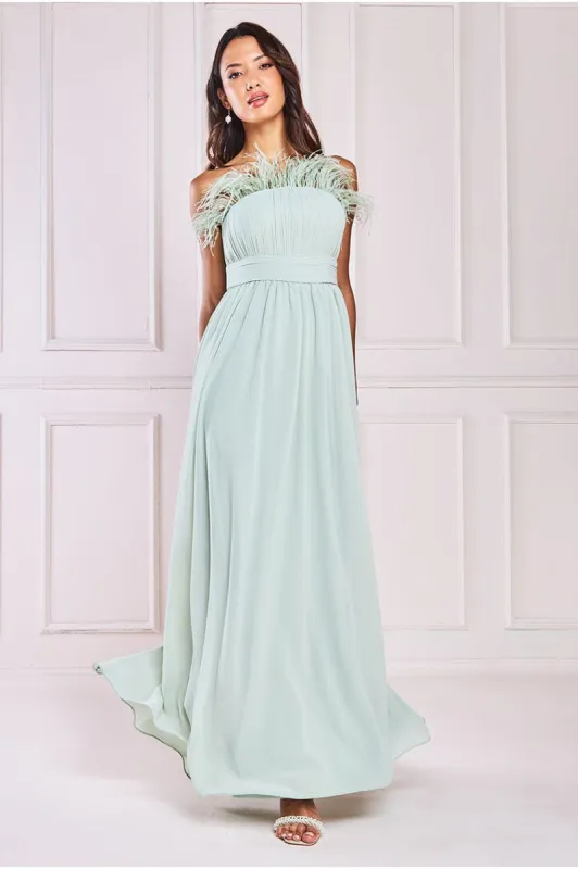Bridesmaids Chiffon Maxi Dress - Sage Green by Goddiva sold by Goddiva