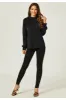 Halter Neck Long Sleeve Blouse Top In Black by FS Collection sold by Goddiva
