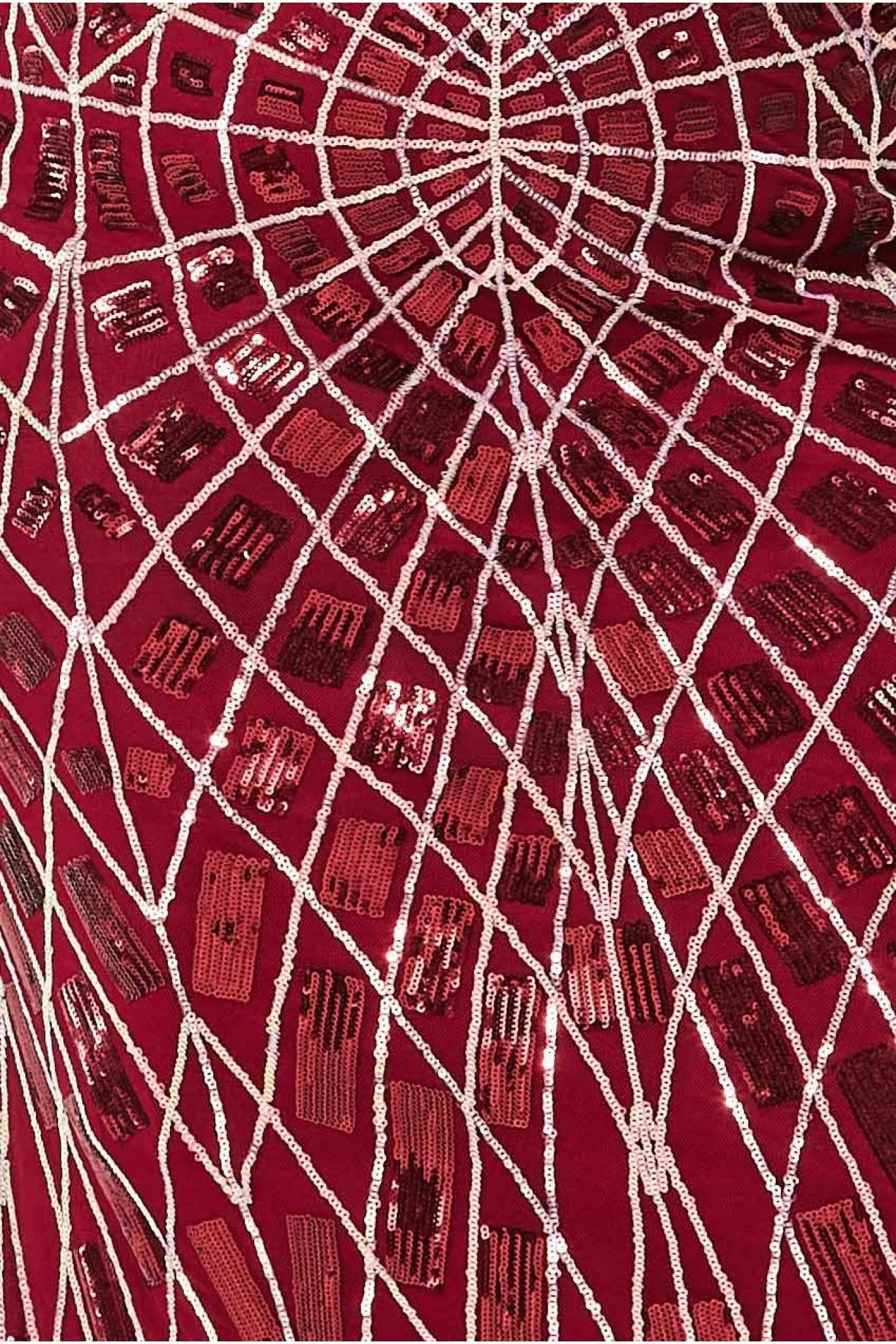 Geo Sequin Long Sleeve Maxi Dress - Wine by Goddiva Plus sold by Goddiva product image thumbnail 4