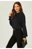 Halter Neck Long Sleeve Blouse Top In Black by FS Collection sold by Goddiva