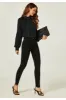 Halter Neck Long Sleeve Blouse Top In Black by FS Collection sold by Goddiva