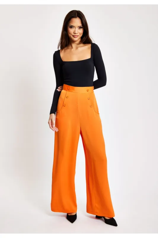 Orange Wide Leg Trousers by Liquorish made by Goddiva