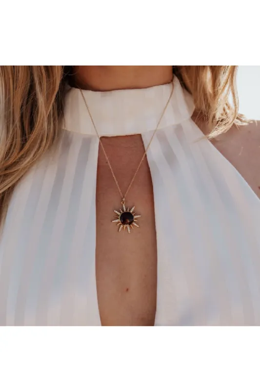 Wisteria London Solaris Sunburst Necklace sold by Goddiva