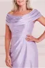 Satin Front Split Bardot Cowl Midi - Lilac by Goddiva sold by Goddiva