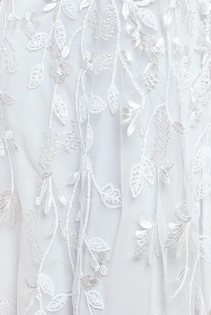 Flared Sleeve Embroidered Maxi Dress - White by Goddiva sold by Goddiva product image thumbnail 4