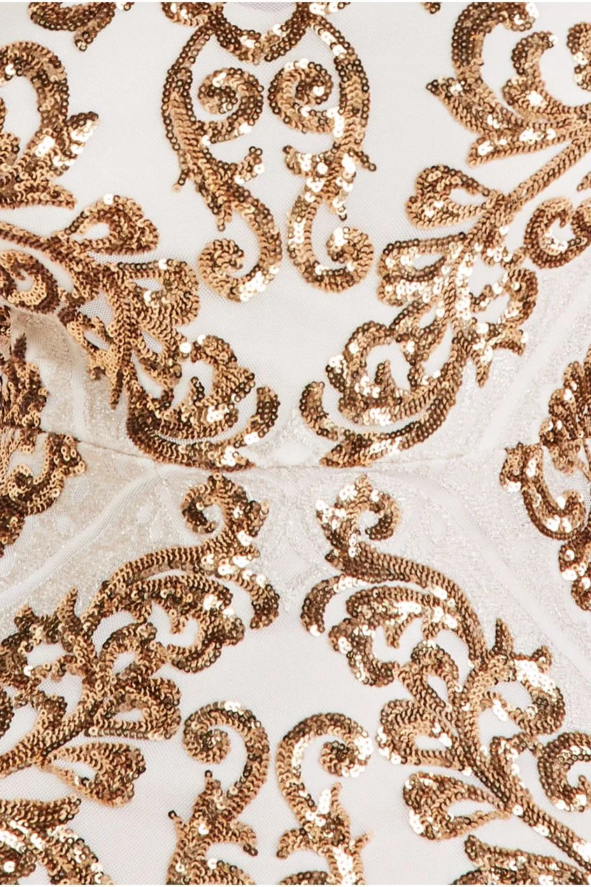 Sequin Cowl Back Maxi - Cream by Goddiva sold by Goddiva product image thumbnail 4