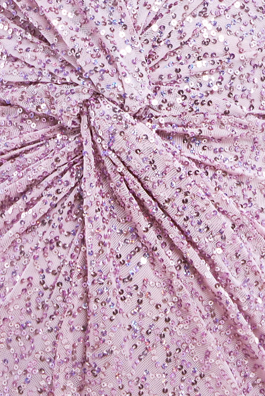 Twisted Front Sequin Maxi Dress - Blush by Goddiva sold by Goddiva product image thumbnail 4