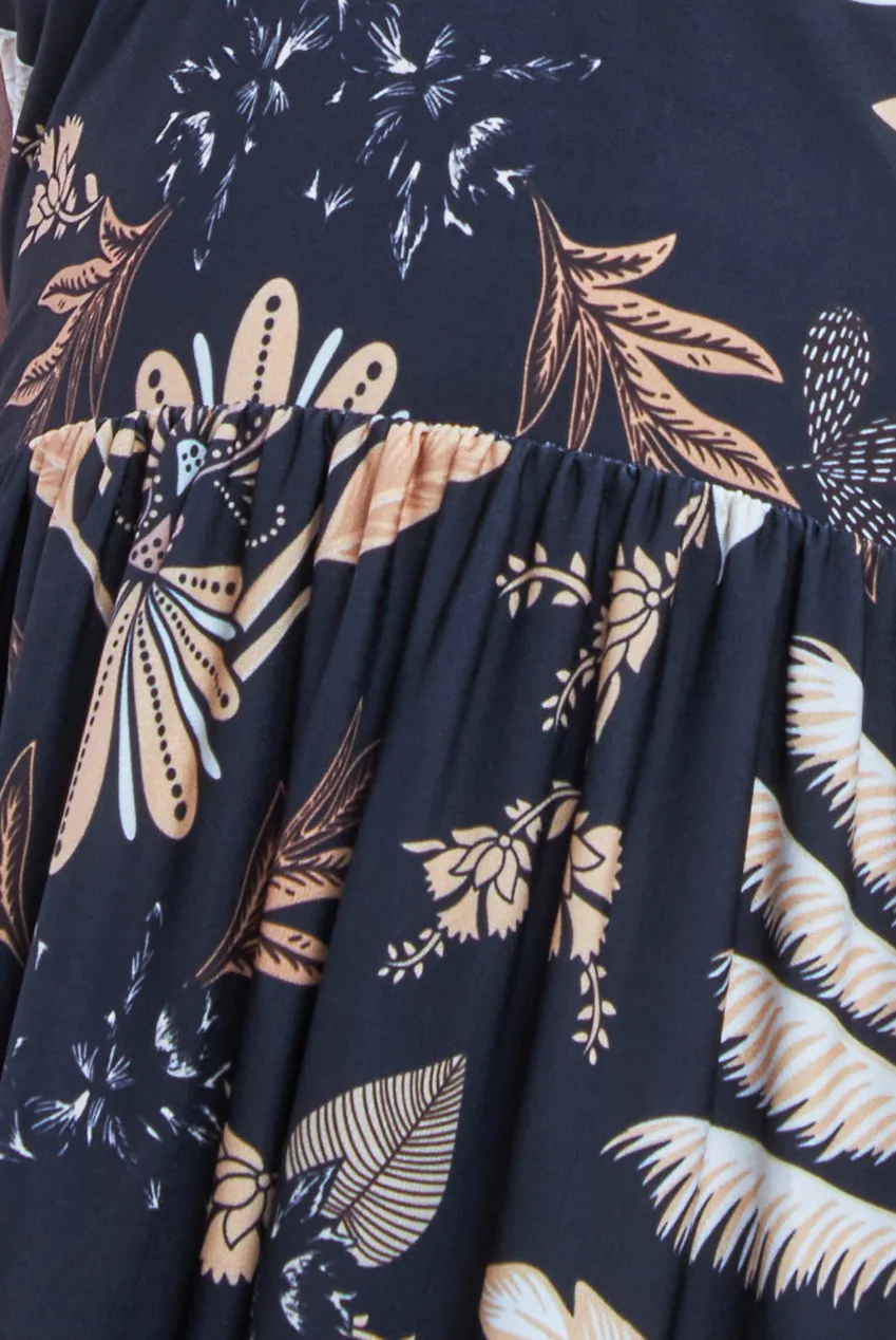 Printed Tie Back Maxi - Black by Goddiva sold by Goddiva product image thumbnail 4