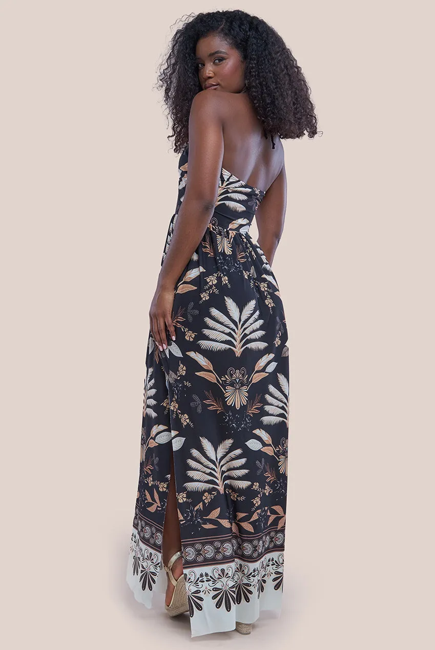 Printed Tie Back Maxi - Black by Goddiva sold by Goddiva product image thumbnail 2