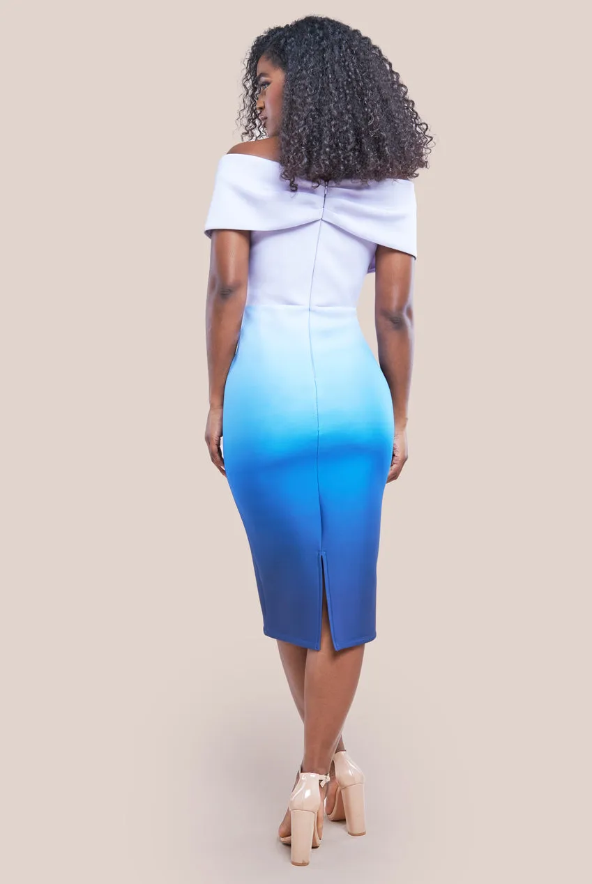 Ombre Front Wrap Bardot Midi Dress - Light Blue by Goddiva sold by Goddiva product image thumbnail 2