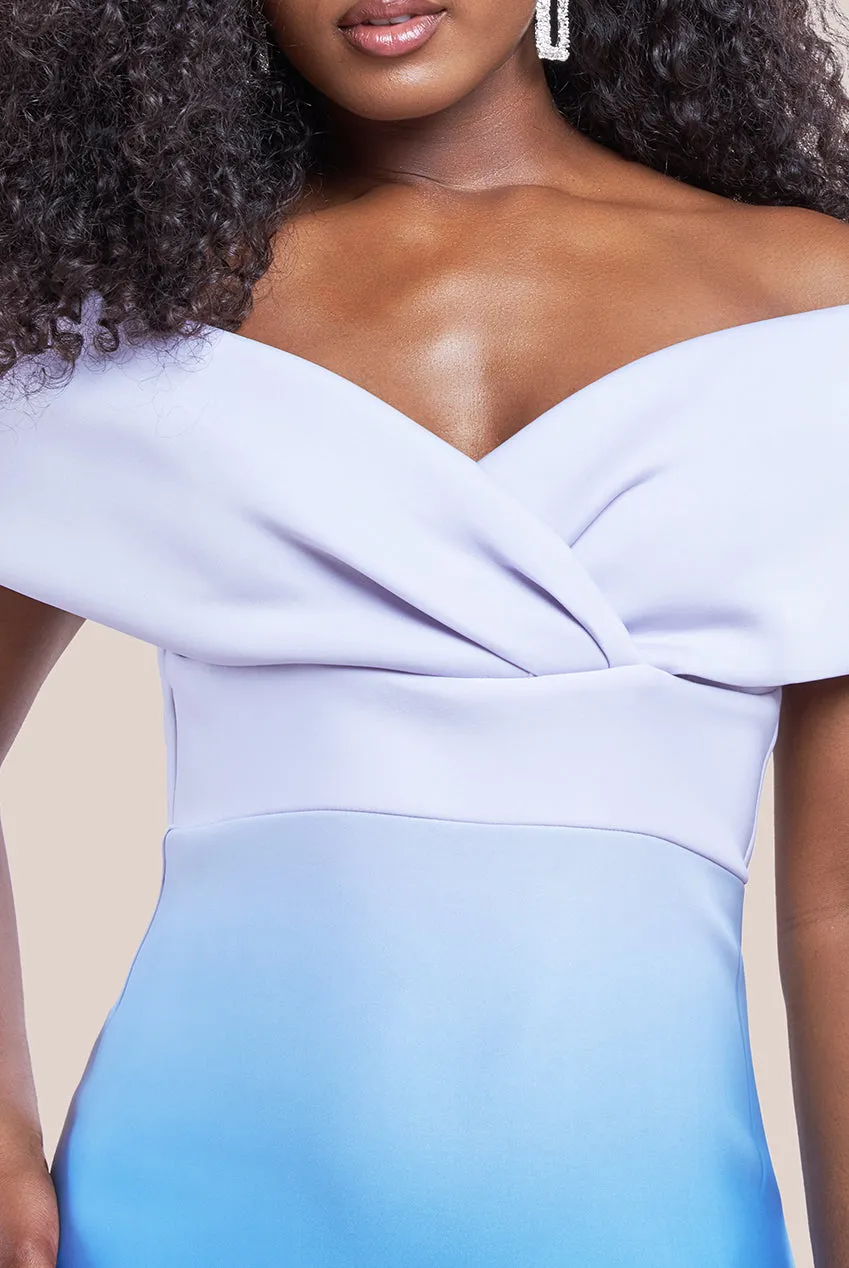 Ombre Front Wrap Bardot Midi Dress - Light Blue by Goddiva sold by Goddiva product image thumbnail 3