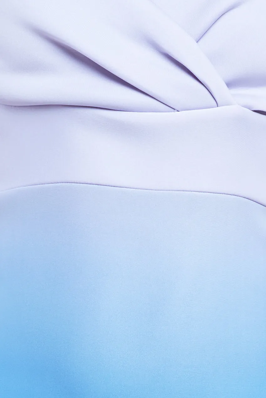 Ombre Front Wrap Bardot Midi Dress - Light Blue by Goddiva sold by Goddiva product image thumbnail 4
