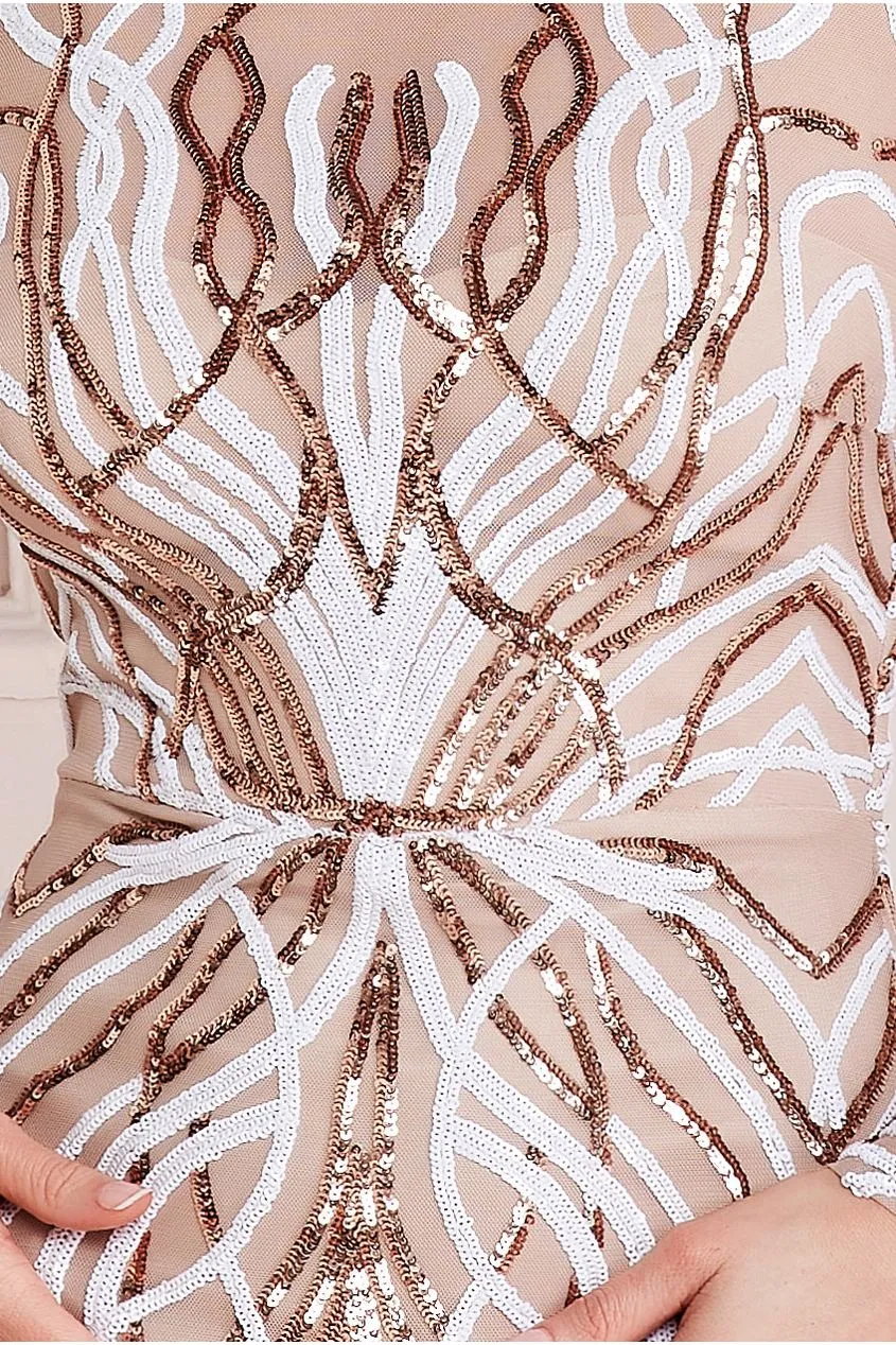 Long Sleeve Sequin Flame Maxi - Champagne by Goddiva sold by Goddiva product image thumbnail 4