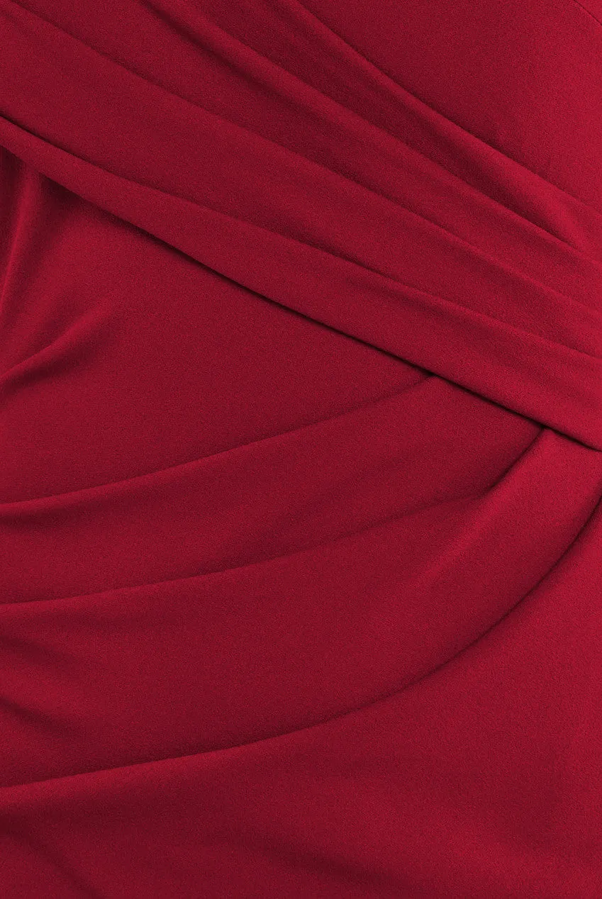 Scuba Crepe Off The Shoulder Maxi - Wine by Goddiva sold by Goddiva product image thumbnail 4