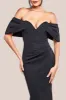 Off The Shoulder Draped Sleeve Maxi Dress - Black by Goddiva sold by Goddiva