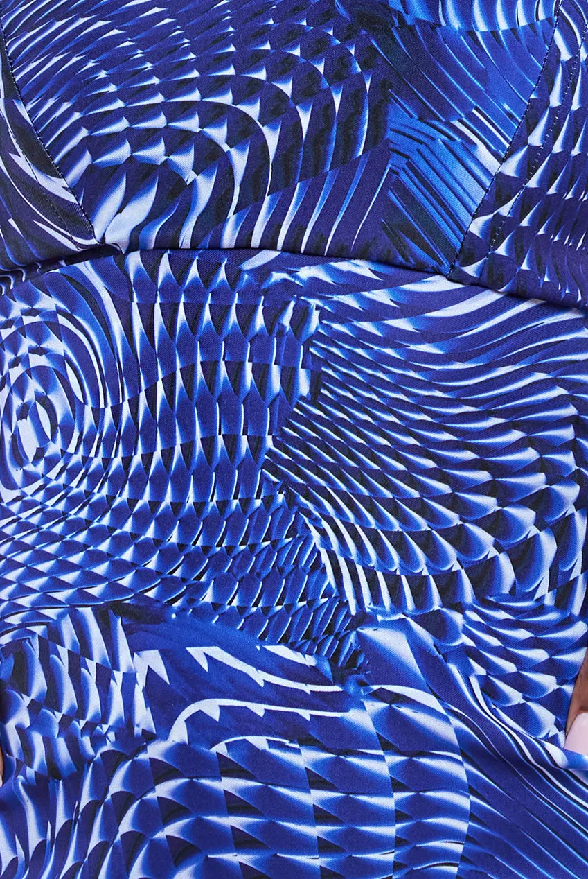 Abstract Bandeau Bodycon Midi Dress - Royalblue by Goddiva sold by Goddiva product image thumbnail 4