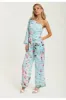 Blue Abstract Print One Shoulder Jumpsuit by Liquorish sold by Goddiva
