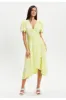 Angel Sleeve Midi Wrap Dress In Pistachio by Liquorish sold by Goddiva