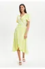 Angel Sleeve Midi Wrap Dress In Pistachio by Liquorish sold by Goddiva