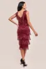 Sequin Tassel Flapper Midi Dress - Wine by Goddiva sold by Goddiva