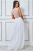 Goddiva Embellished Chiffon Maxi Wedding Dress - Cream sold by Goddiva