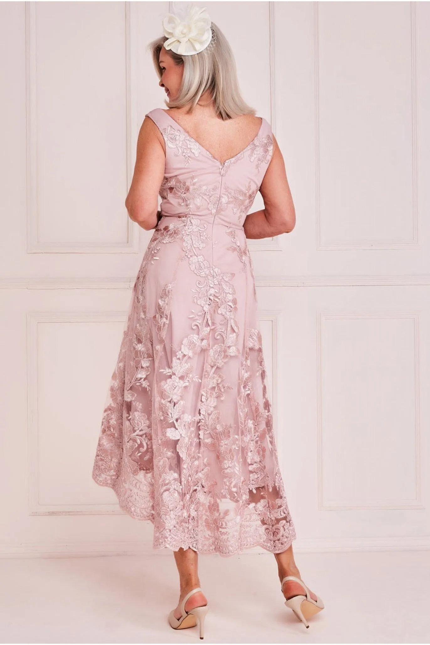 Scalloped Neck Lace Midi - Blush by Goddiva sold by Goddiva product image thumbnail 2