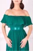 Goddiva Pleated Chiffon Off Shoulder Maxi Dress - Green sold by Goddiva