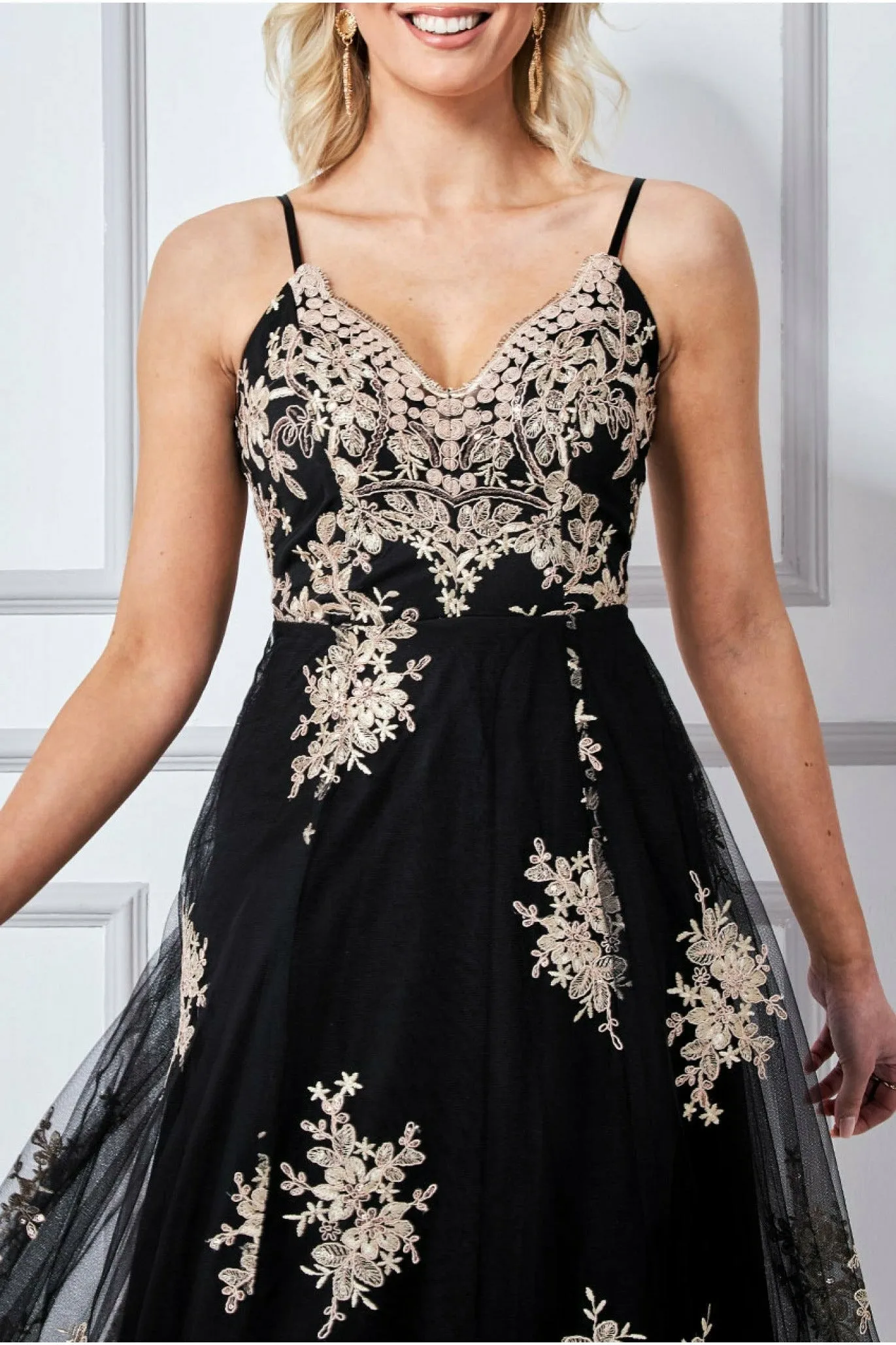 Goddiva High Low Scalloped Midi Dress - Black sold by Goddiva product image thumbnail 3