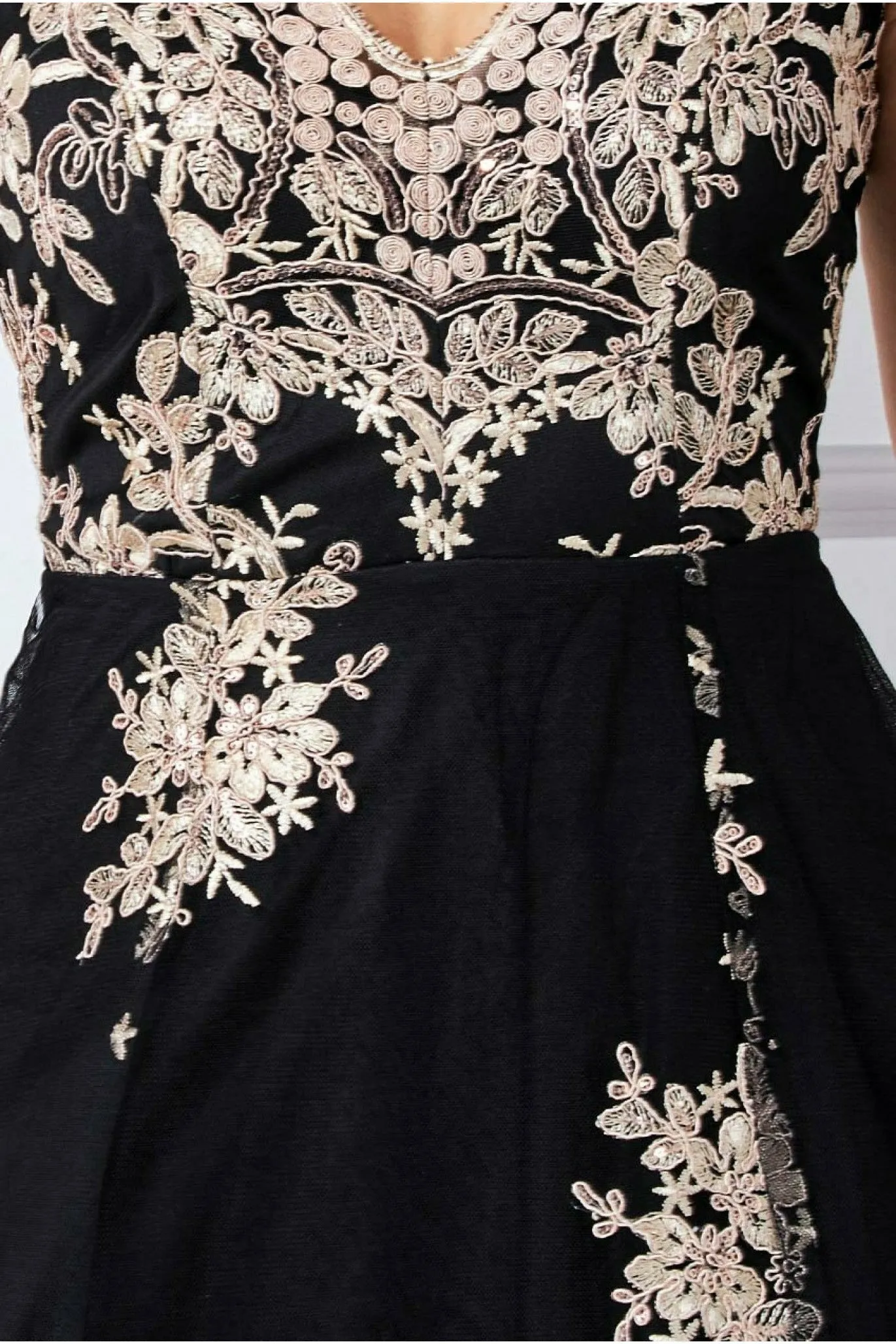 Goddiva High Low Scalloped Midi Dress - Black sold by Goddiva product image thumbnail 4