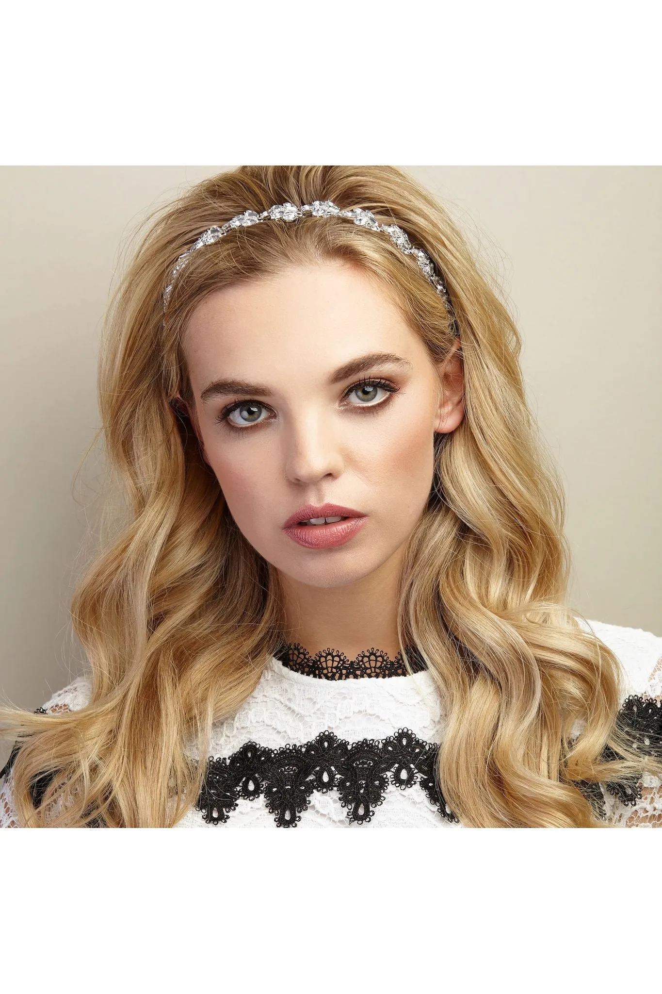 QueenMee Accessories Vintage Headband In Crystal Elasticated sold by Goddiva product image thumbnail 2