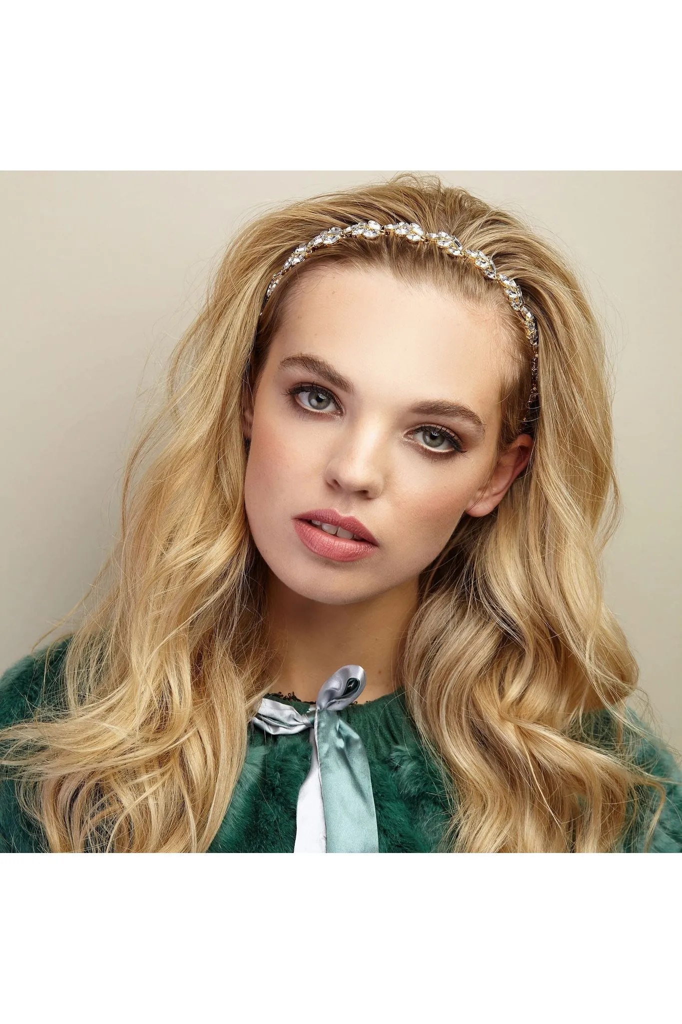 QueenMee Accessories Vintage Headband In Crystal Elasticated sold by Goddiva product image thumbnail 3