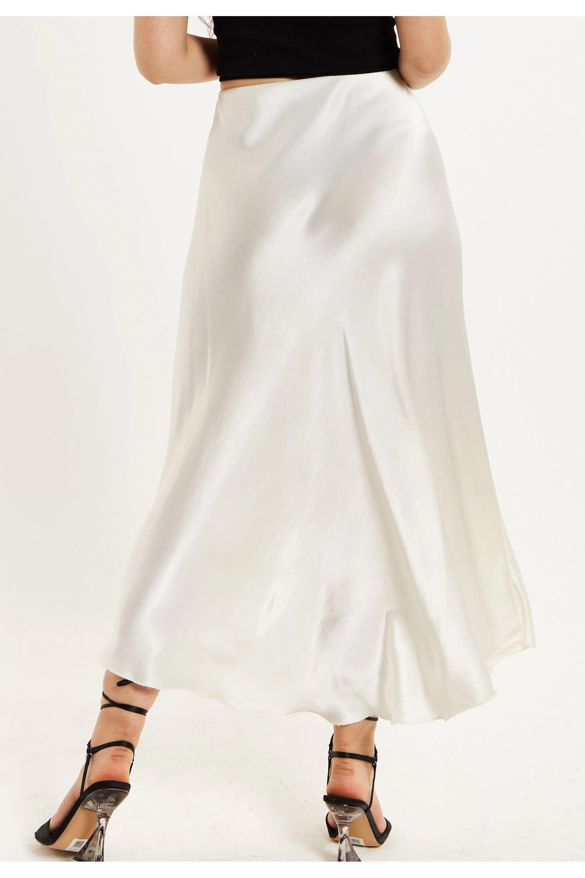 Liquorish Bias Cut White Satin Skirt sold by Goddiva product image thumbnail 3