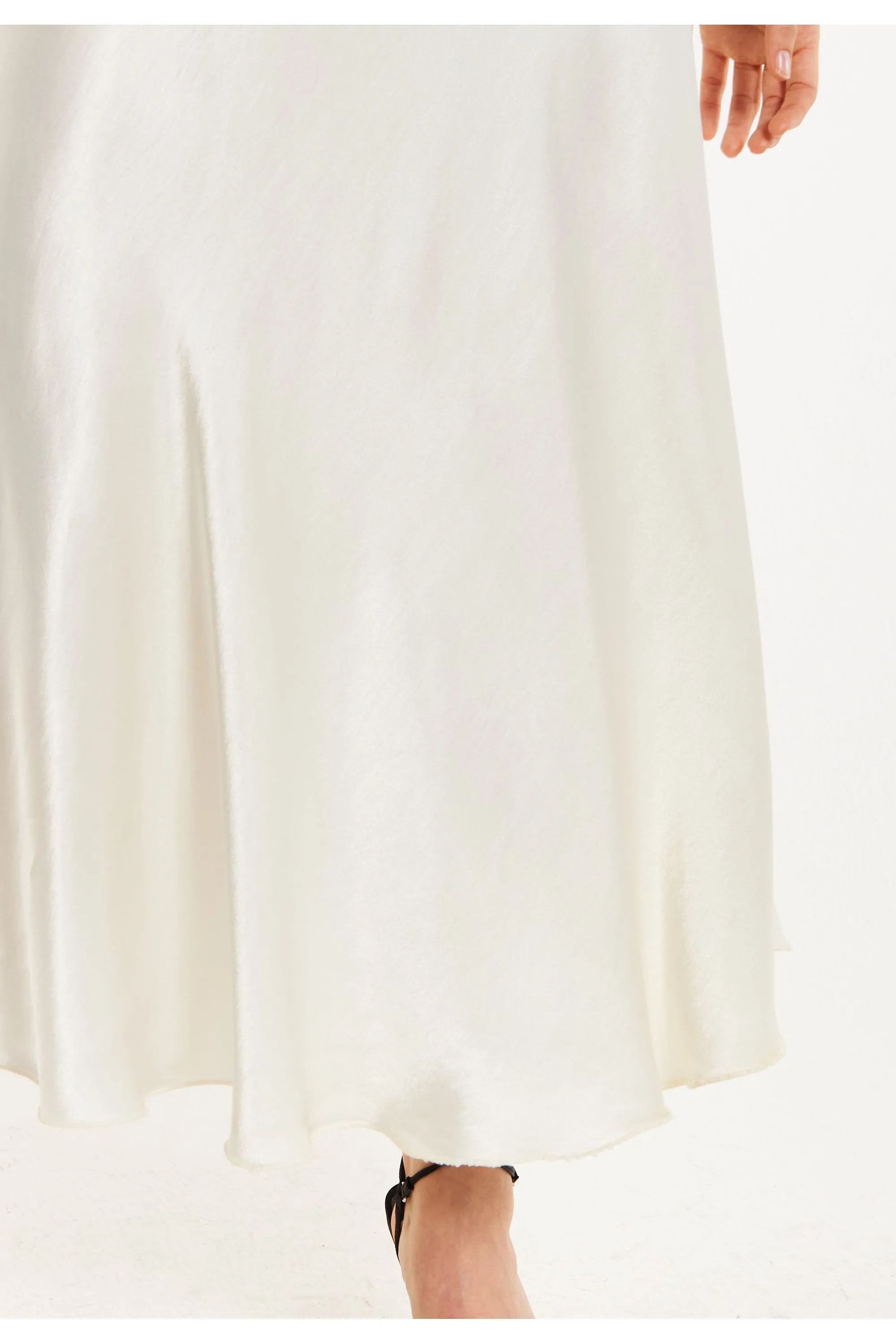 Liquorish Bias Cut White Satin Skirt sold by Goddiva product image thumbnail 4