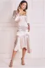 Satin Viscose Front Buttoned Dipped Hem Midaxi Dress - Champagne by Goddiva sold by Goddiva