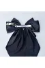 Black Satin Hair Bow Black Hair Clip Long Bow by QueenMee Accessories sold by Goddiva
