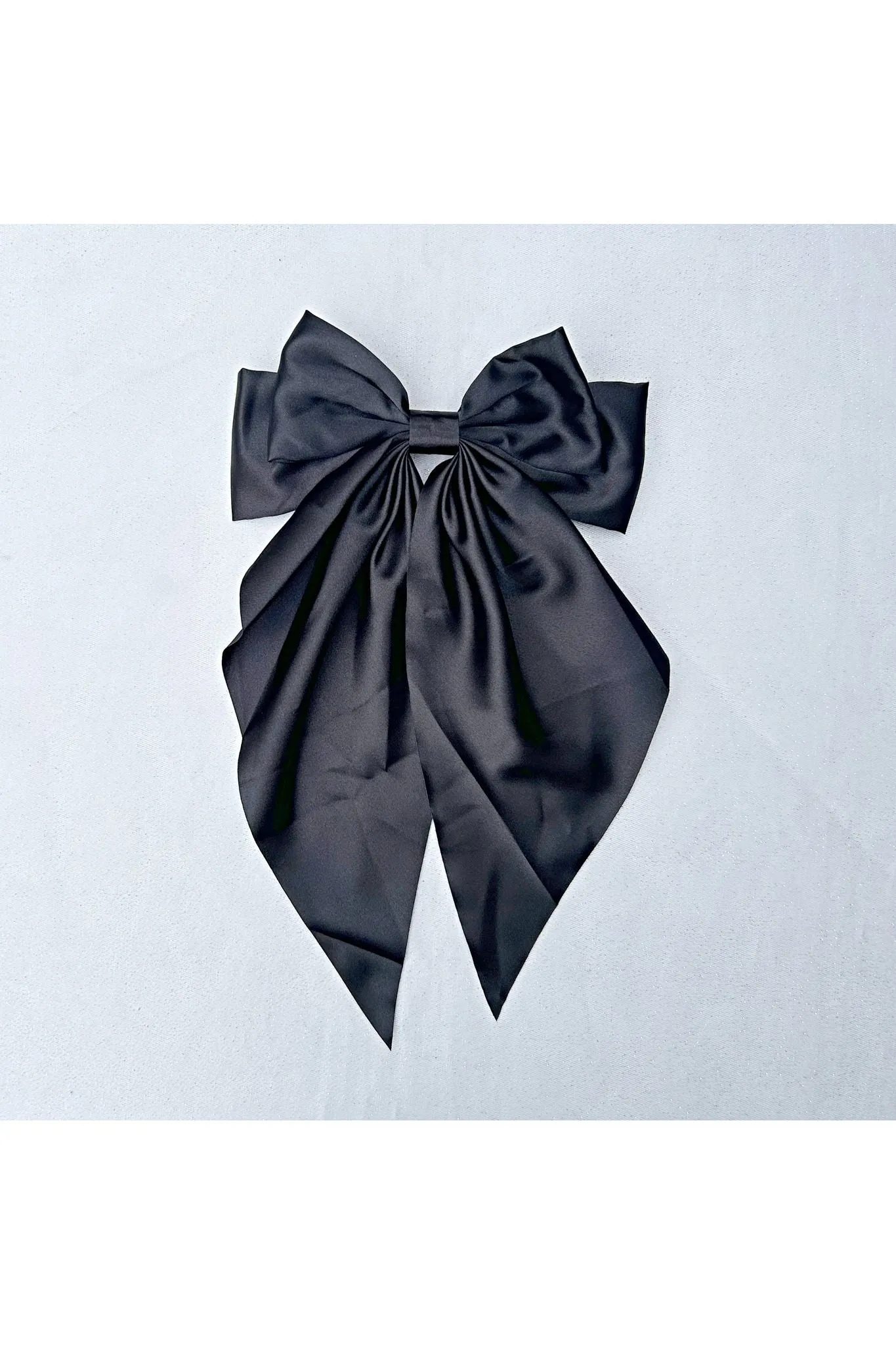 Black Satin Hair Bow Black Hair Clip Long Bow by QueenMee Accessories sold by Goddiva