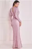 Plunge V-Neck Sequin Maxi - Blush by Goddiva sold by Goddiva