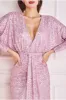 Plunge V-Neck Sequin Maxi - Blush by Goddiva sold by Goddiva