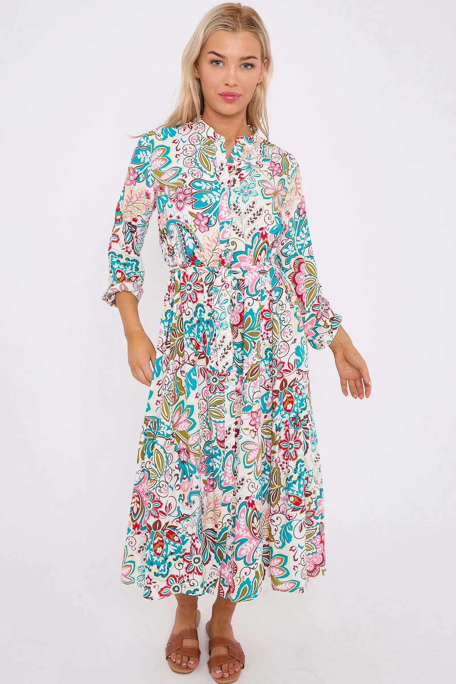 LOVE SUNSHINE White Multi Floral Print Long Sleeve Midi Dress sold by Goddiva product image thumbnail 2