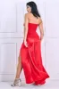 Goddiva Front Split Satin Bandeau Maxi - Red sold by Goddiva