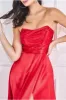 Goddiva Front Split Satin Bandeau Maxi - Red sold by Goddiva