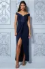 Goddiva Off The Shoulder Tulip Maxi Dress - Navy sold by Goddiva