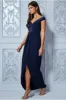 Goddiva Off The Shoulder Tulip Maxi Dress - Navy sold by Goddiva